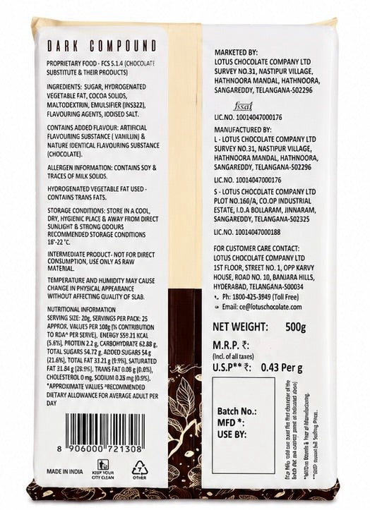 LOTUS Dark Compound Chocolate 500g