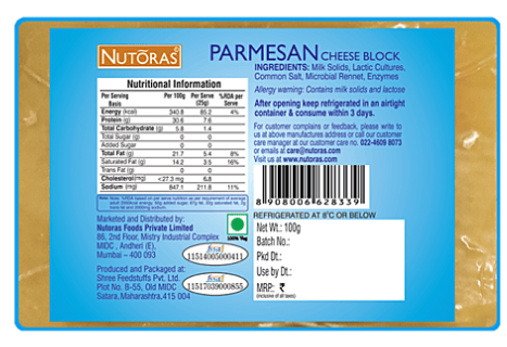 NUTORAS Parmesan Cheese Block 100g